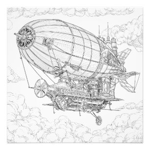Foto Desenho De Aeronave A Vapor Preto E Branco
