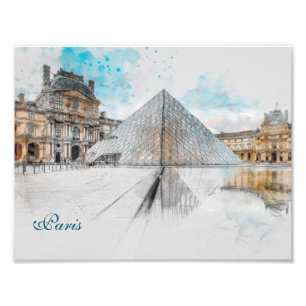 Foto Desenho em aquarela do Louvre Paris, França
