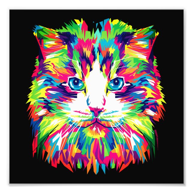 Foto Desenho Geométrico Prismático de Rosto de Gato-324 (Frente)
