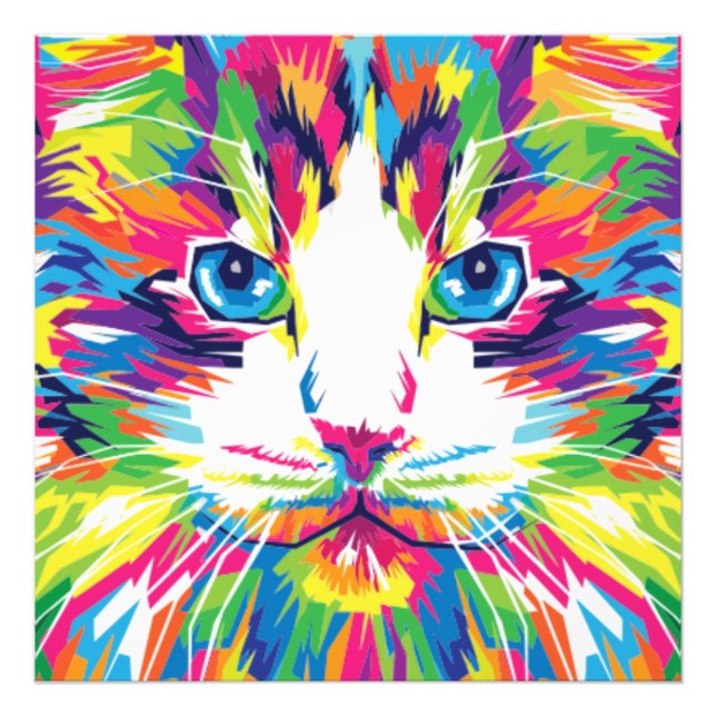 Foto Desenho Geométrico Prismático de Rosto de Gato-324 (Frente)