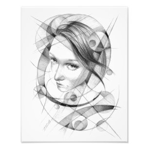 Foto Desenho retrato feminino com círculos e linhas