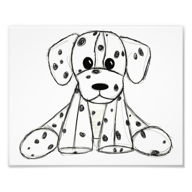 Foto Desenho simples de um cão dalmata de pelúcia em pr (Frente)