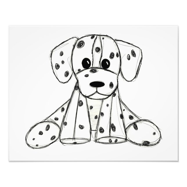 Foto Desenho simples de um cão dalmata de pelúcia em pr (Frente)