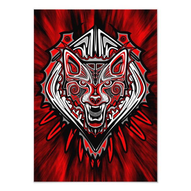 Foto Desenho Totêmico Tribal Haida de Lobo (Frente)