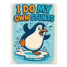 Design de Citação Engraçado de Pinguim Azul no Gel