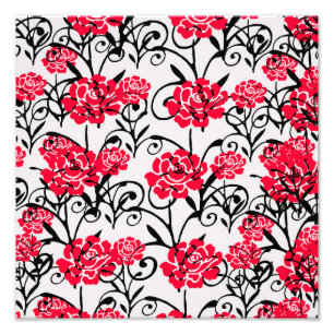 Foto Design de Padrão de Ilustração Floral da rosa verm