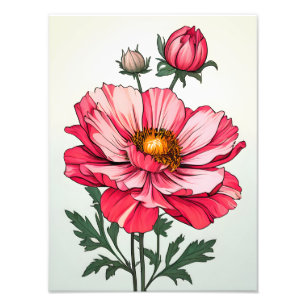 Foto Design Floral Cheerful, cor-de-rosa e florescente