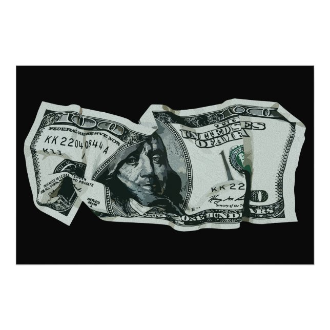 Foto Design Moderno da Nota Amassada de $100 (Frente)