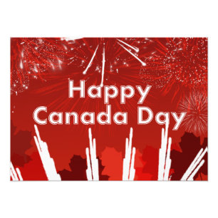 Foto Dia do Canadá com Fogos de artifício e Folhas de M