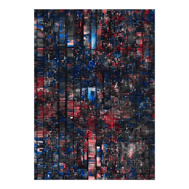 Foto Digital Glitch Matrix Red and Blue Abstract (Frente)