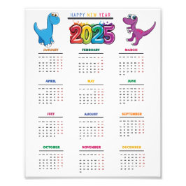 Foto Dinossauro Engraçado Colorido no Calendário 2025