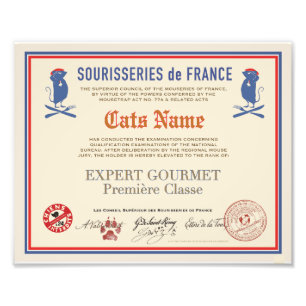 Foto Diploma de Gato Gourmet Sourisseries da França