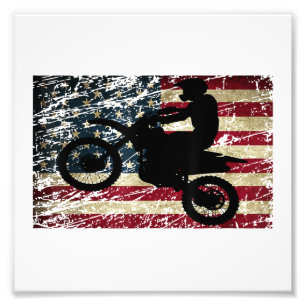 Foto Dirt Bike USA Flag T-Shirt Motocross American Flag