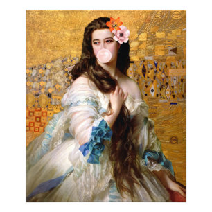 Foto Diva de Goma de Bolha com Duas Flores em Dourado