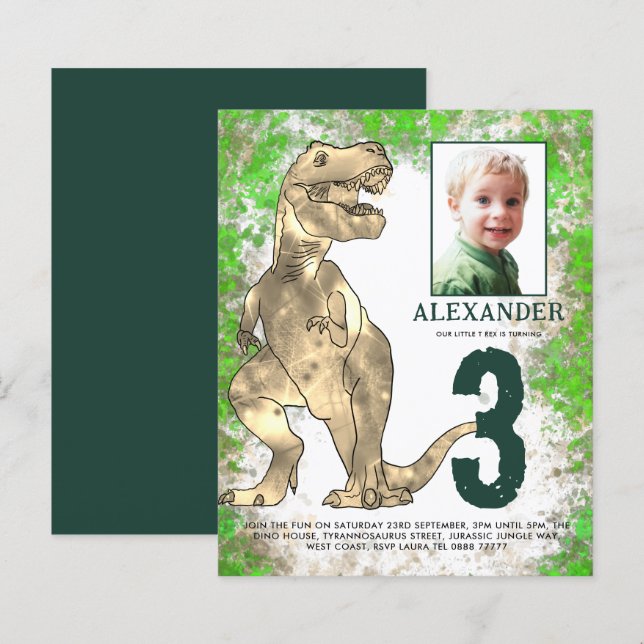 Foto do aniversário de 3 anos do Dinossaur Jungle (Frente/Verso)
