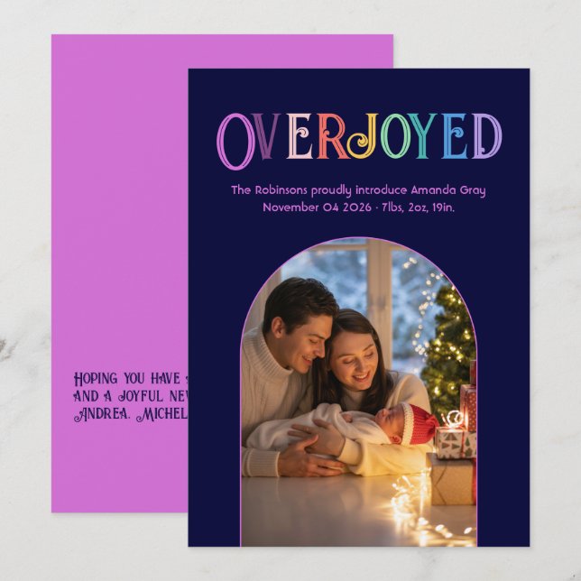 Foto do anúncio de nascimento do bebê Magenta Pop  (Frente/Verso)