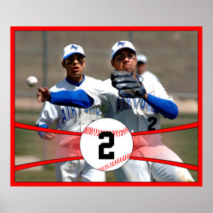 Foto do basebol vermelho e poster feitos sob
