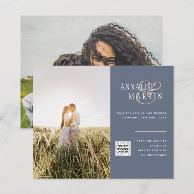 Foto do BUDGET Casamento Convite AZUL Datas de Sal (Frente/Verso)