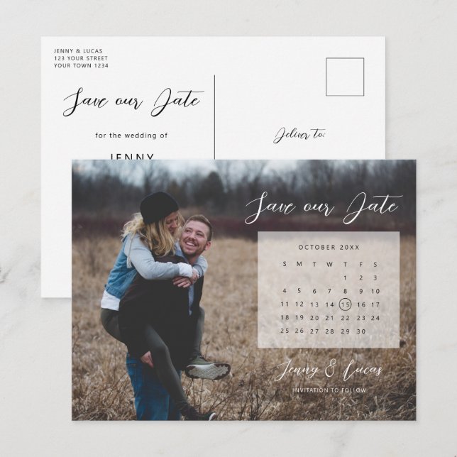 Foto do Calendário Salvar a Data Convite (Frente/Verso)