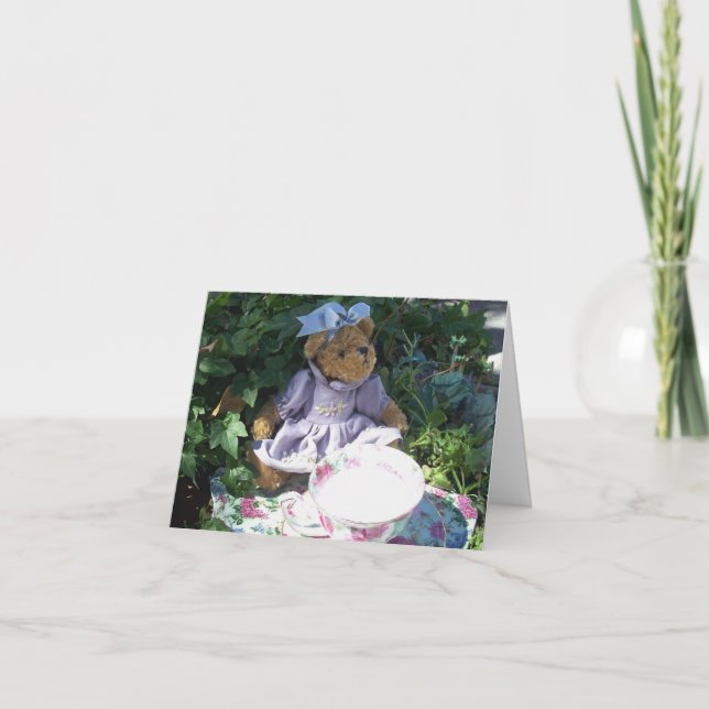 Foto do cartão da nota do grupo de chá do urso de (Frente)