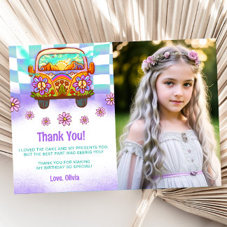 Foto do cartão de agradecimento floral retrô Groov