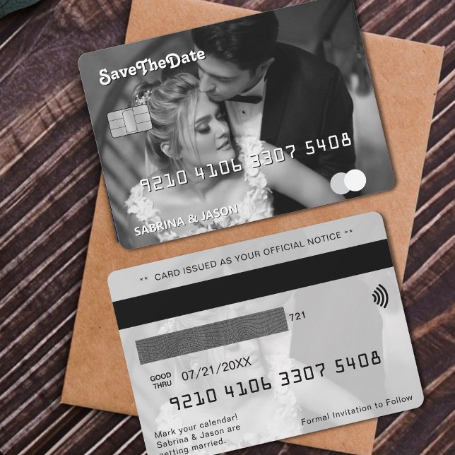 Foto do Cartão de Crédito no Casamento Save the Da (Credit Card Photo Wedding save the date)