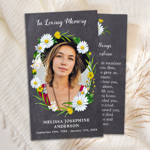 Foto do Cartão de Oração Funeral Floral Rustic Mem