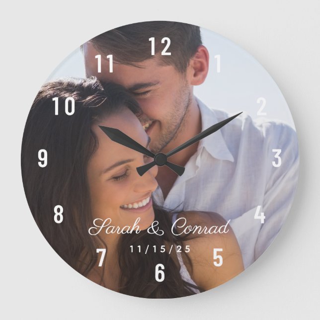 Foto do casal Data de Casamento Grande Relógio (Frente)
