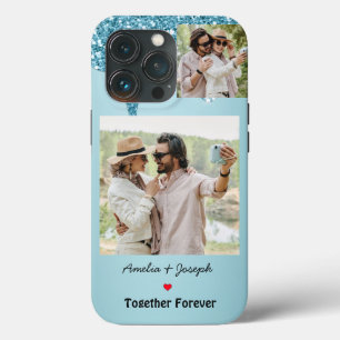 Foto do Casal de Amor Personalizado com Brilho Azu