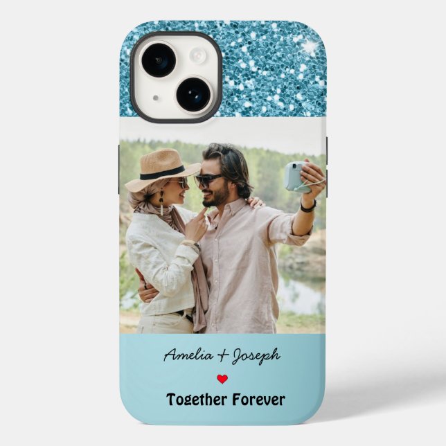 Foto do Casal de Amor Personalizado com Brilho Azu (Verso)