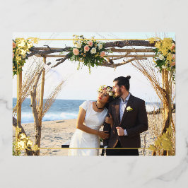 Foto do casal de casamento com quadro elegante Car
