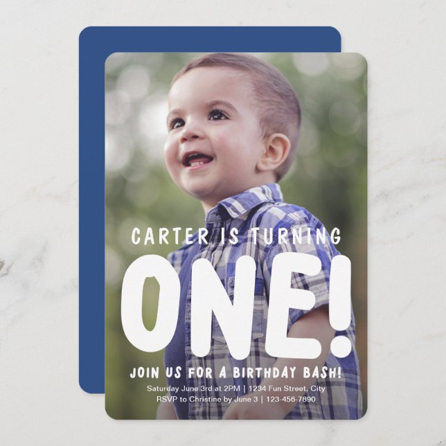 Foto do Cheio Vertical no Primeiro Convite de Aniv (Frente/Verso)