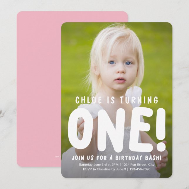 Foto do Cheio Vertical no Primeiro Convite de Aniv (Frente/Verso)