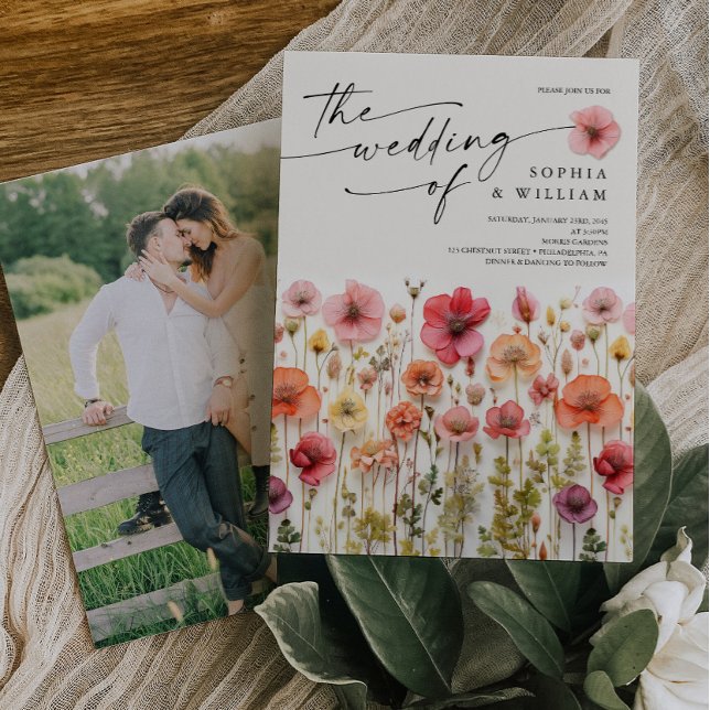 Foto do Convite de casamento Boho Wildflower de vo (Wildflower Wedding Invite)