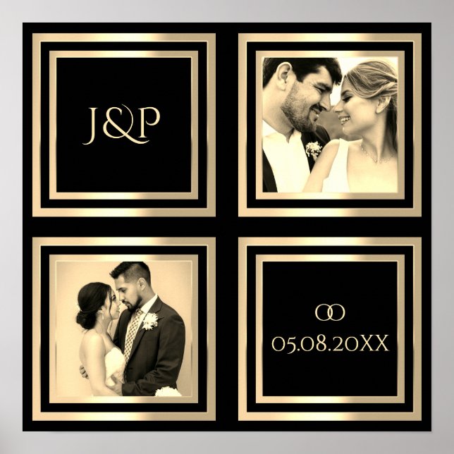 Foto do dia de casamento - Poster de ouro negro (Frente)