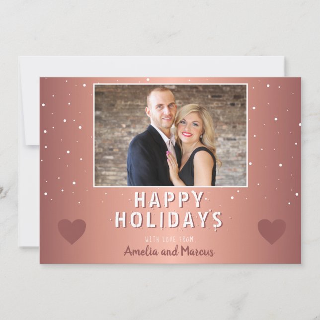 Foto do Floco de Neve do Coração Metálico Moderno (Frente)