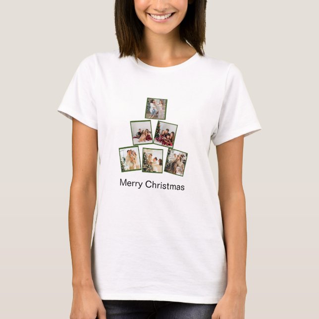 Foto do Natal Moderno Colagem de T-Shirt (Frente)