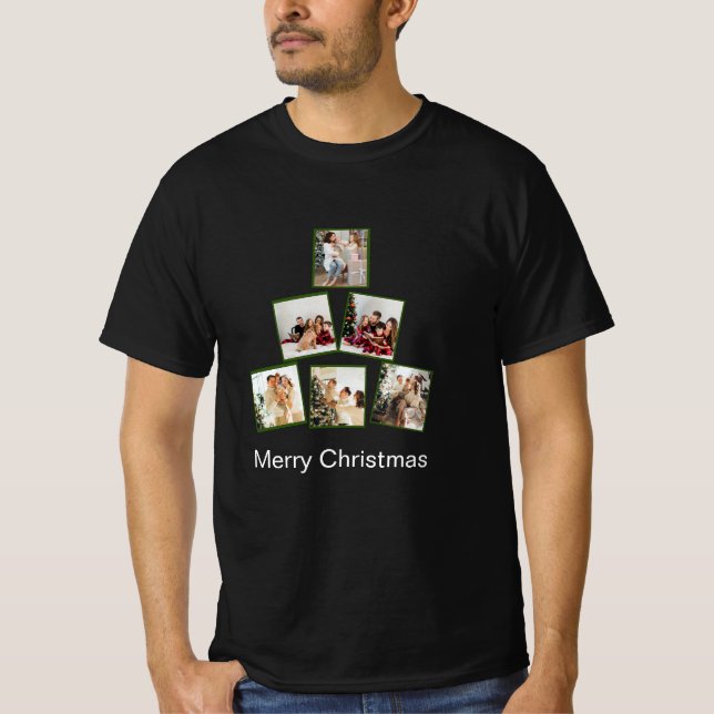 Foto do Natal Moderno Colagem de T-Shirt (Frente)