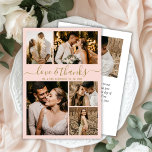 Foto Do Orçamento Colagem Blush Casamento Obrigado<br><div class="desc">Casamento de Colagem Fotográfica Elegante de Orçamento Dourado e Cor-de-rosa Esmagado 5 Obrigado Flyer personalizado de baixo orçamento do barato. Obrigado de casamento moderno você modelo com cinco (5) fotos na frente e uma (1) foto na parte de trás. Na frente de um roteiro tipográfico de "obrigados e amor" em...</div>