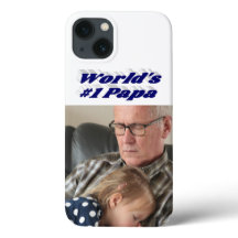 Foto do papai com texto azul escuro