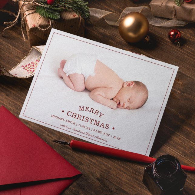 Foto do Primeiro Natal do Bebê Anúncio de Nascimen (Criador carregado)