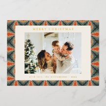 Foto do Retro do Meio século Vermelho Natal Dourad
