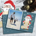 Foto do Solteiro Kid | Cartão de Férias Azul Santa<br><div class="desc">Compartilhe sua foto favorita com sua família e amigos neste feriado,  obrigados para este cartão de Natal do Papai Noel fofo. Adicione as saudações da sua temporada e o seu nome familiar. O dorso é azul com flocos de neve brancos. © ArianeC Ilustrações — Todos os direitos reservados</div>