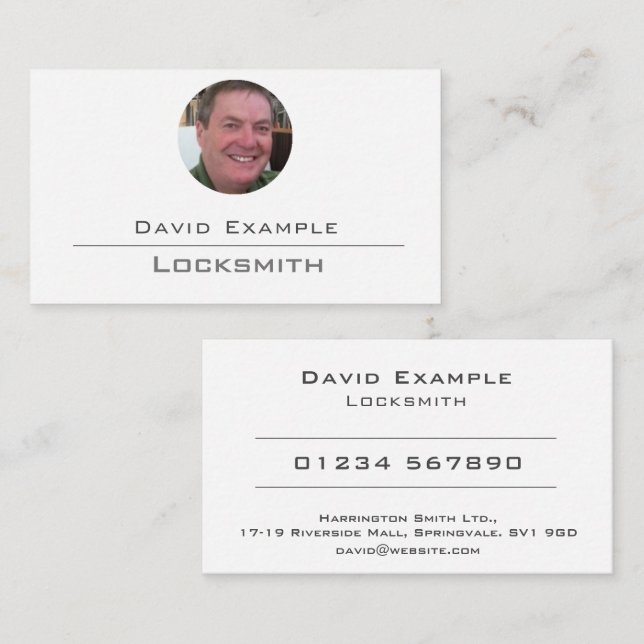 Foto do titular em um Cartão de visita de Locksmit (Frente/Verso)