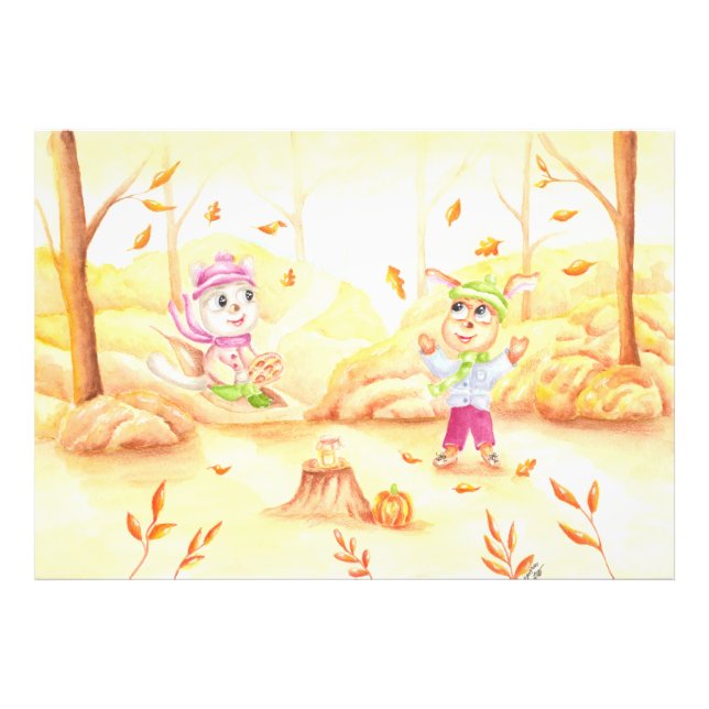 Foto Doce caminhada do outono na floresta (Frente)