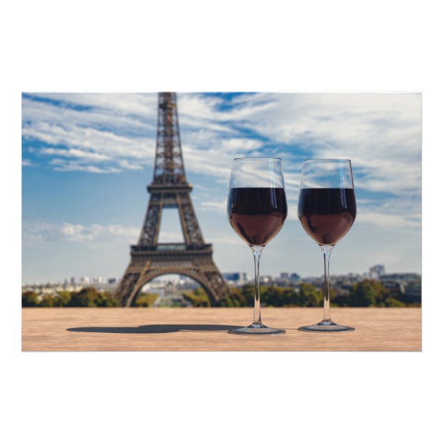 Foto Dois copos de vinho com torre Eiffel (Frente)