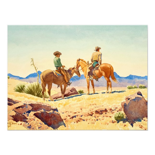 Foto Dois Cowboys em Cavalos por Maynard Dixon (Frente)