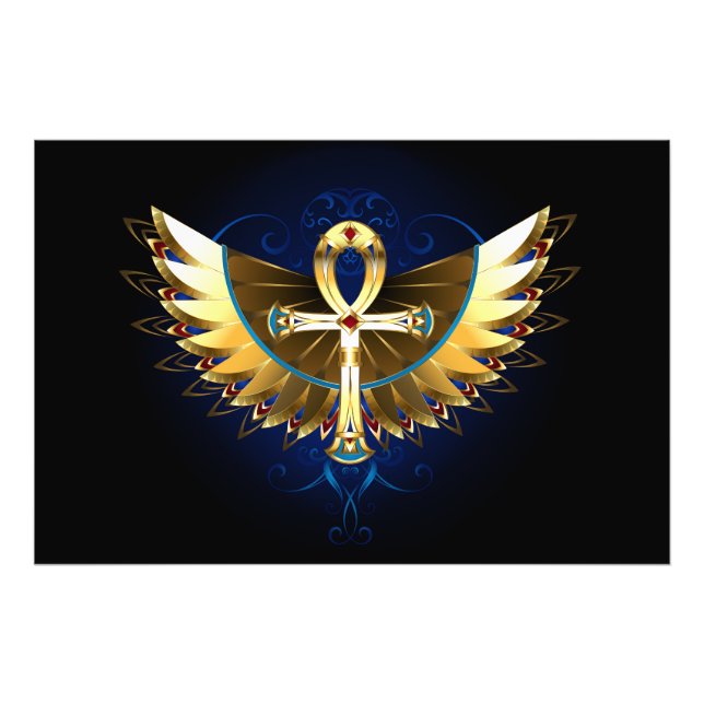 Foto Dourada Ankh com Asas (Frente)