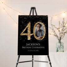 Foto Dourada do aniversário de 40 anos Glitter