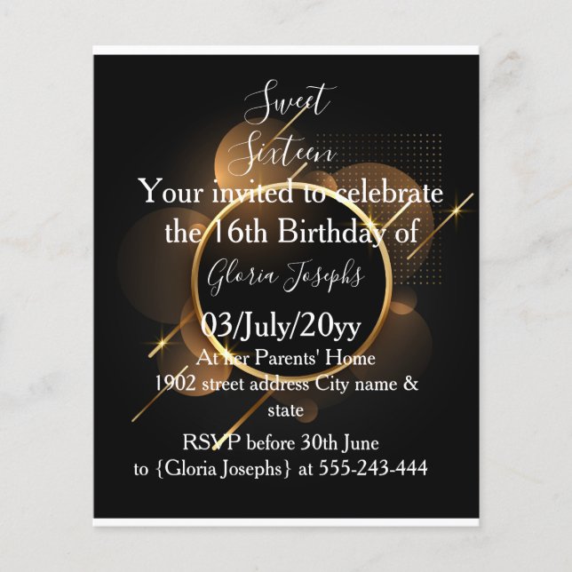 Foto Dourada e Black Sweet 16 (Frente)